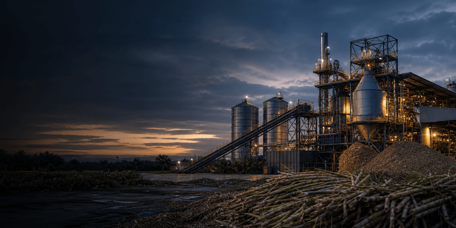 Modern biomass processing facility representing renewable co-firing business opportunities