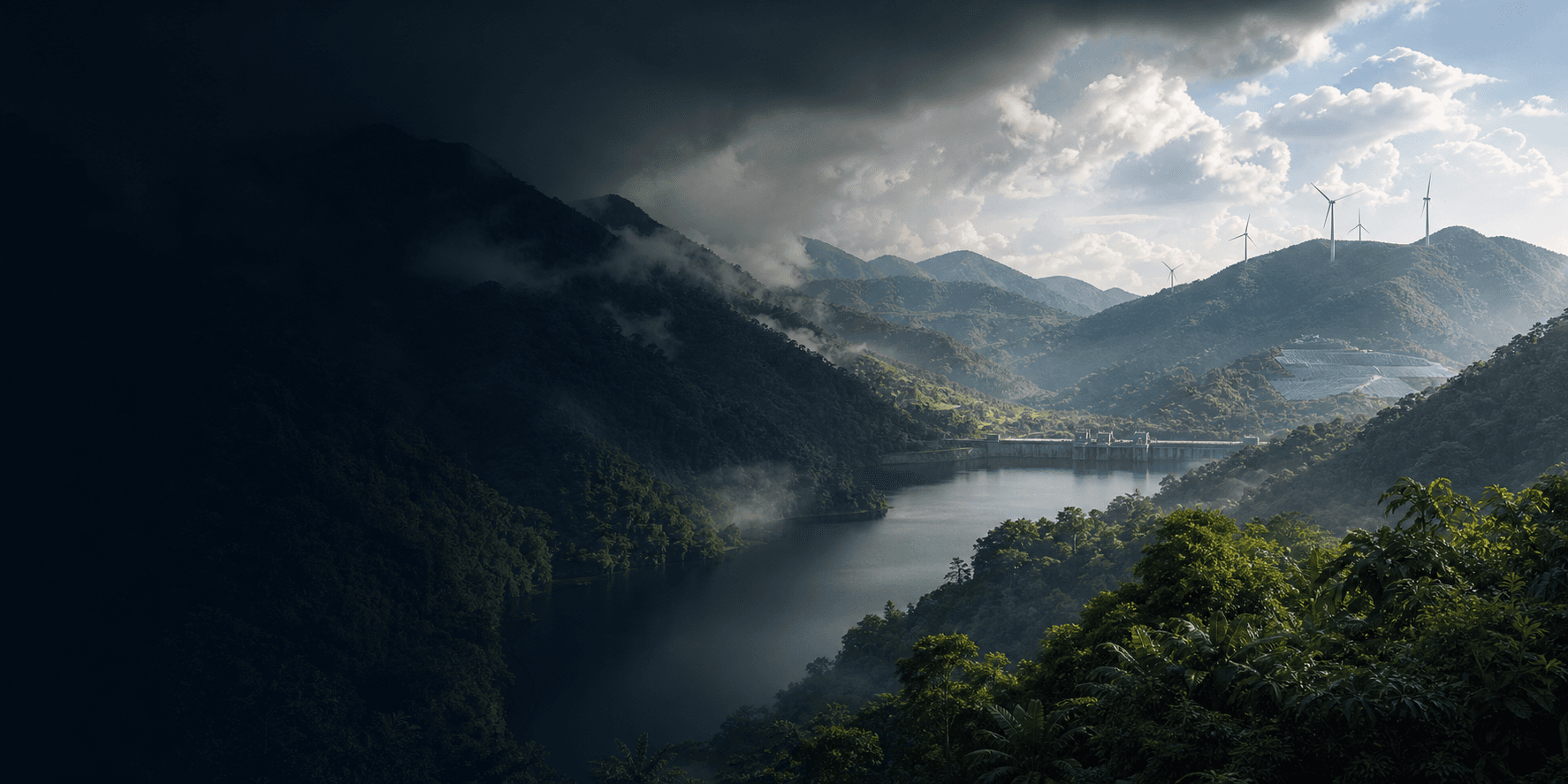 Mountain watershed and tropical forest representing Indonesia's environmental commodities market